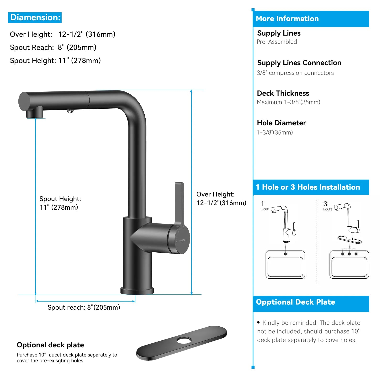 Brushed Gold Pull-Out Kitchen Faucet – Dual-Function Brass Spray – KFB1051A