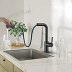 Brushed Gold Pull-Out Kitchen Faucet – Dual-Function Brass Spray – KFB1051A