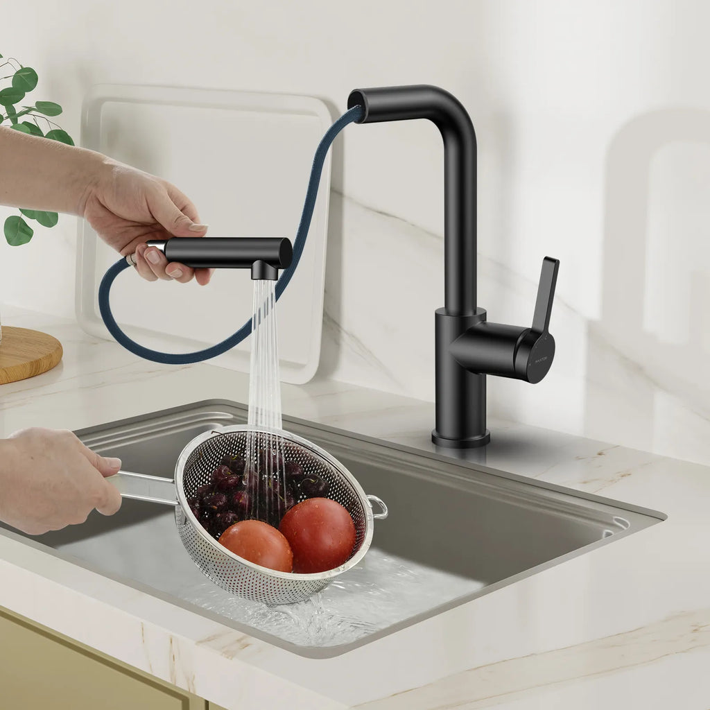 Brushed Gold Pull-Out Kitchen Faucet – Dual-Function Brass Spray – KFB1051A