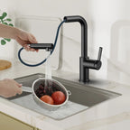 Brushed Gold Pull-Out Kitchen Faucet – Dual-Function Brass Spray – KFB1051A