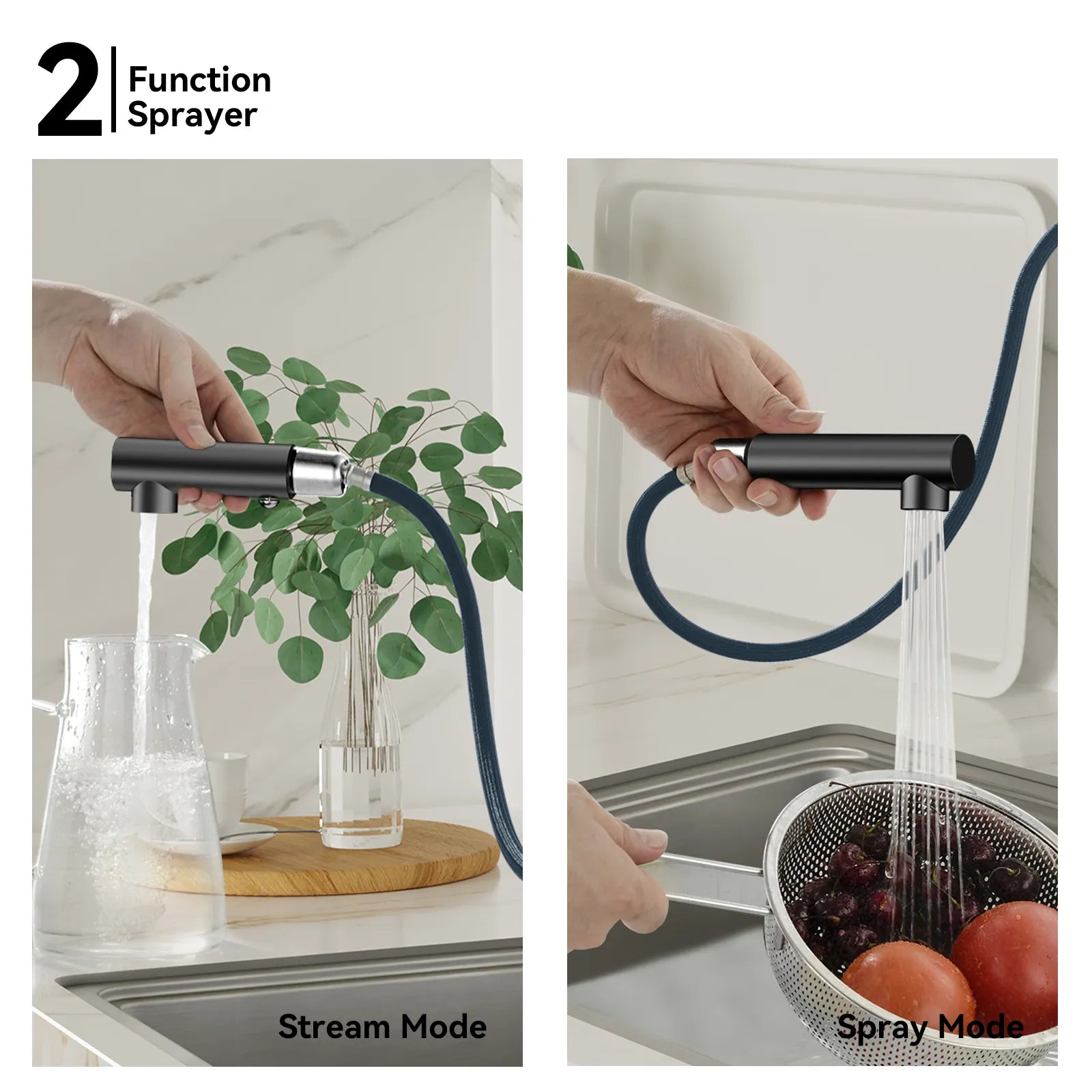 Brushed Gold Pull-Out Kitchen Faucet – Dual-Function Brass Spray – KFB1051A