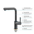 Brushed Gold Pull-Out Kitchen Faucet – Dual-Function Brass Spray – KFB1051A