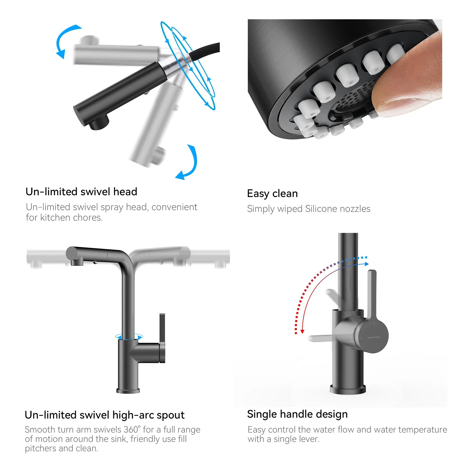 Brushed Gold Pull-Out Kitchen Faucet – Dual-Function Brass Spray – KFB1051A