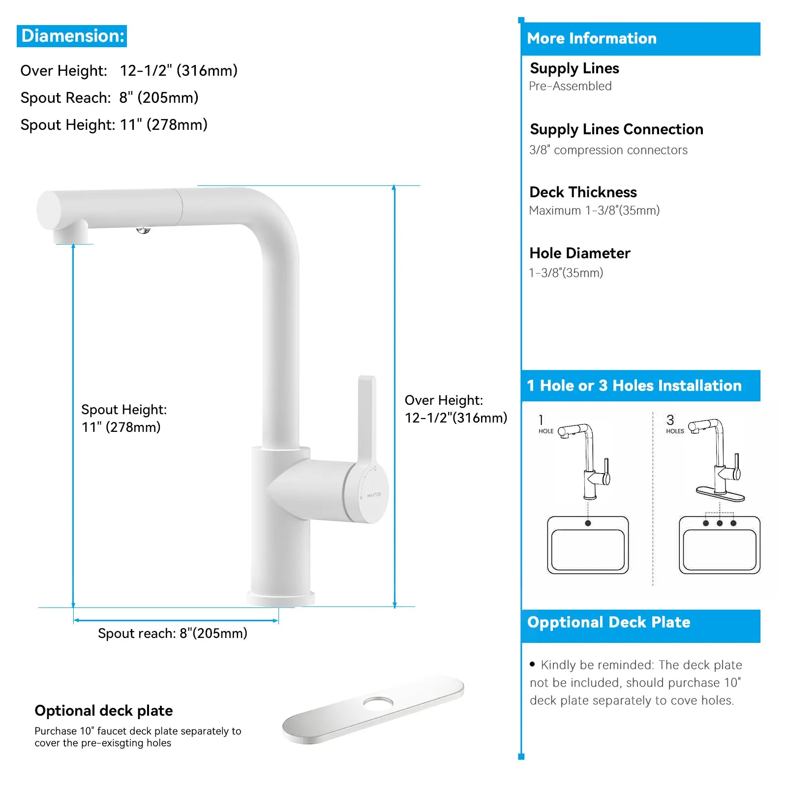 Brushed Gold Pull-Out Kitchen Faucet – Dual-Function Brass Spray – KFB1051A