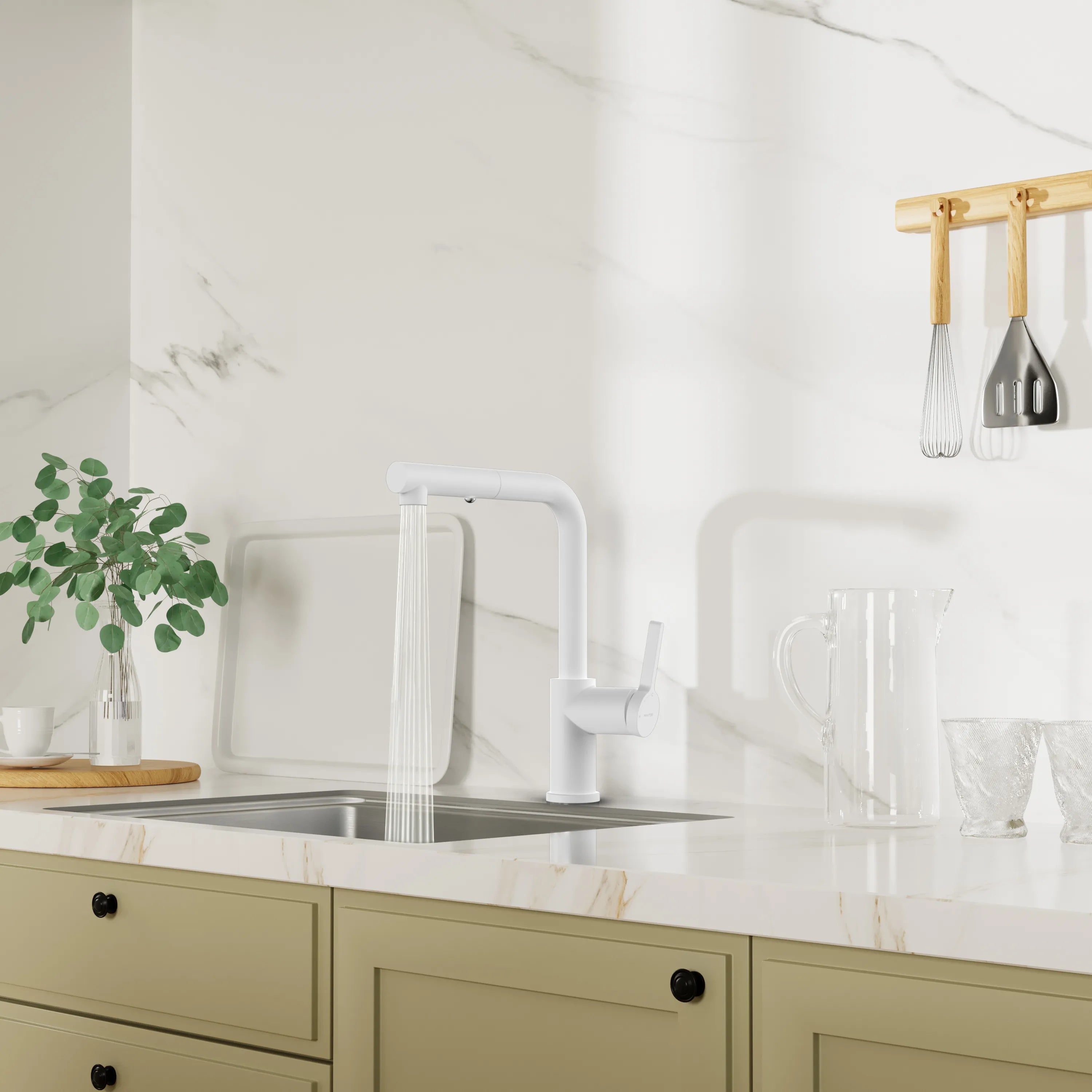 Brushed Gold Pull-Out Kitchen Faucet – Dual-Function Brass Spray – KFB1051A