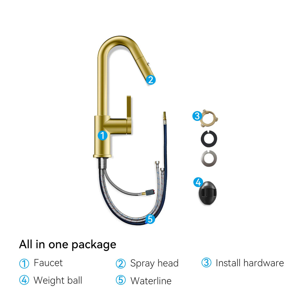 Matte White Pull-Down Kitchen Faucet – Dual-Function Brass Spray – KFB1051BMW