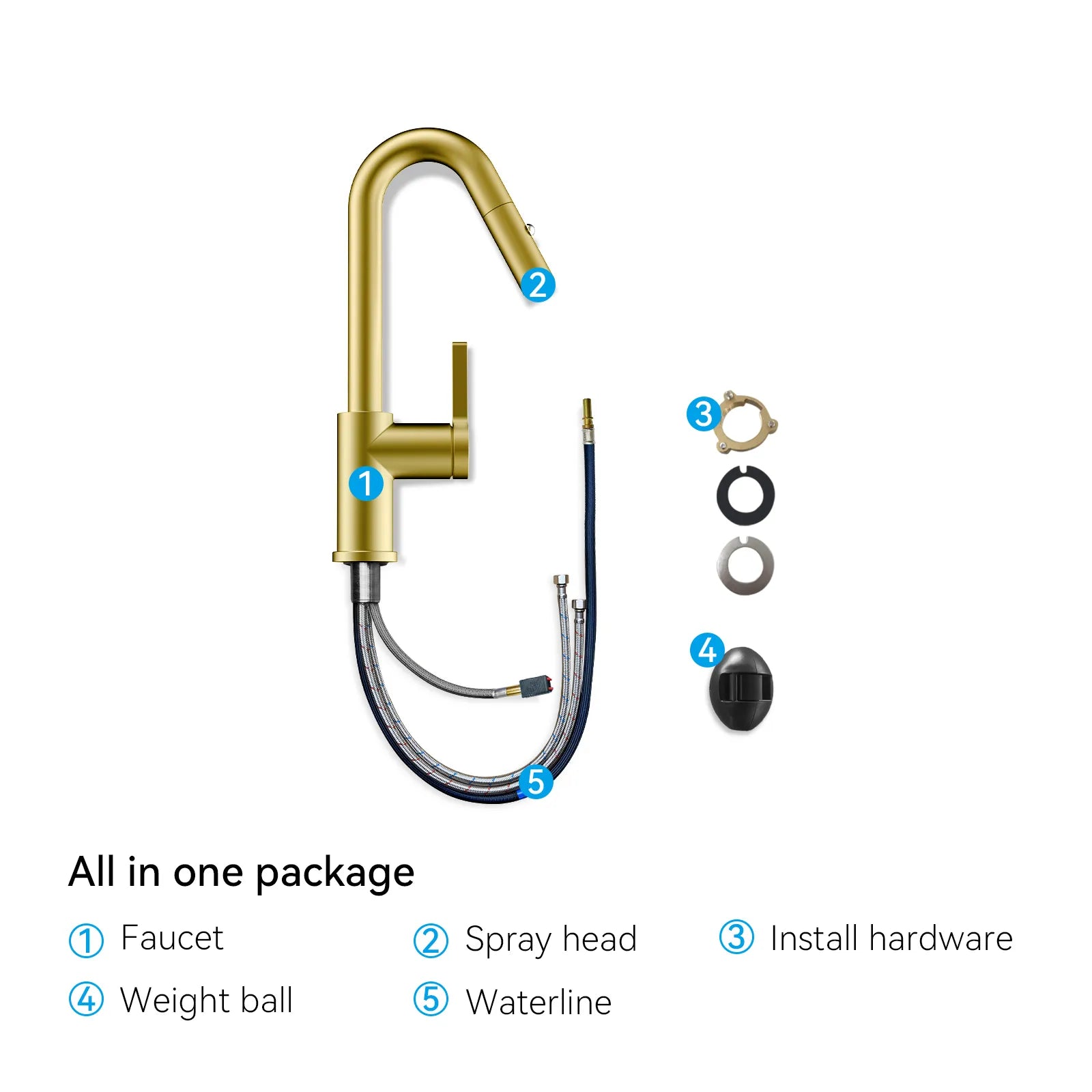 Matte White Pull-Down Kitchen Faucet – Dual-Function Brass Spray – KFB1051BMW