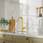 Matte White Pull-Down Kitchen Faucet – Dual-Function Brass Spray – KFB1051BMW