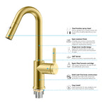 Matte White Pull-Down Kitchen Faucet – Dual-Function Brass Spray – KFB1051BMW