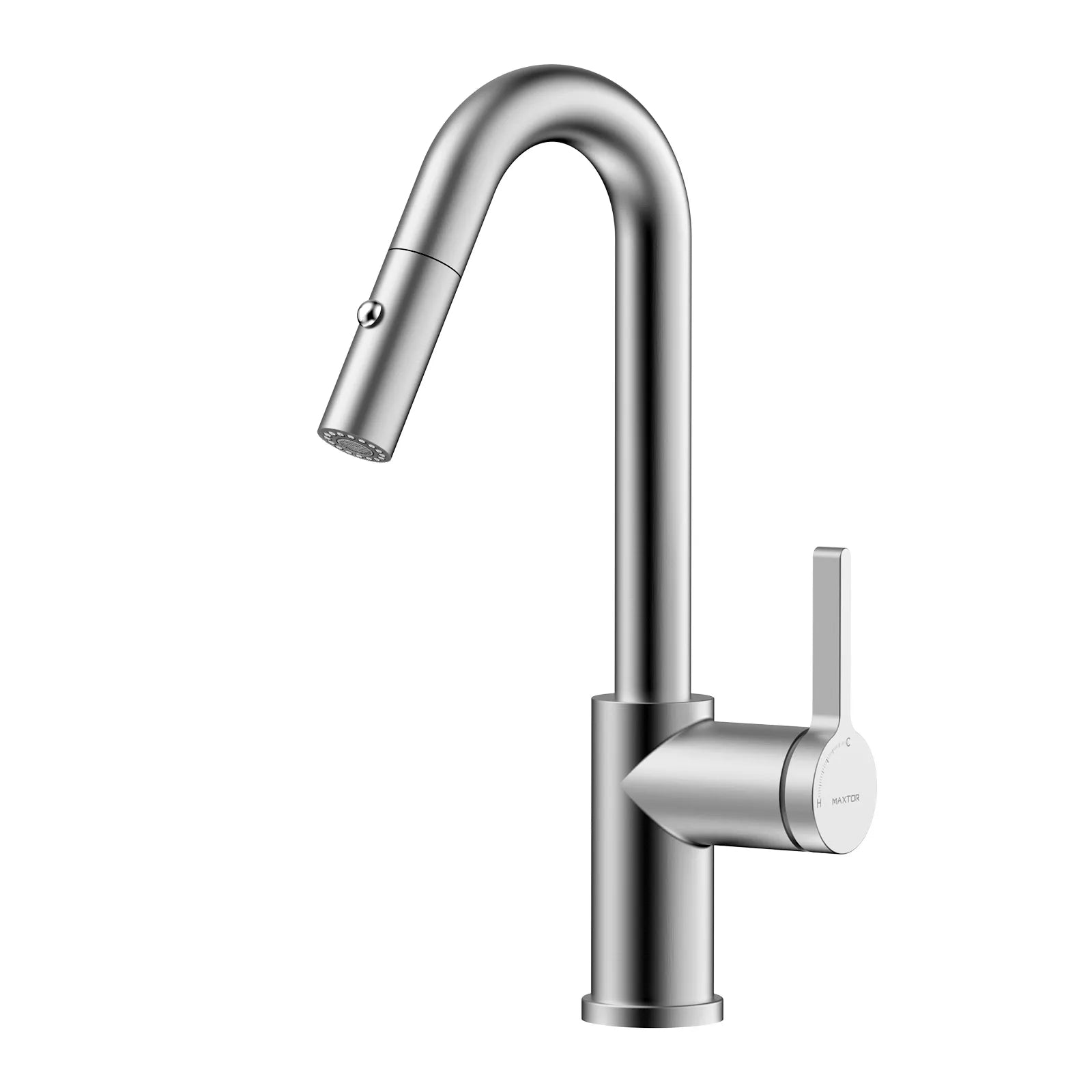 Matte White Pull-Down Kitchen Faucet – Dual-Function Brass Spray – KFB1051BMW Brushed Nickel