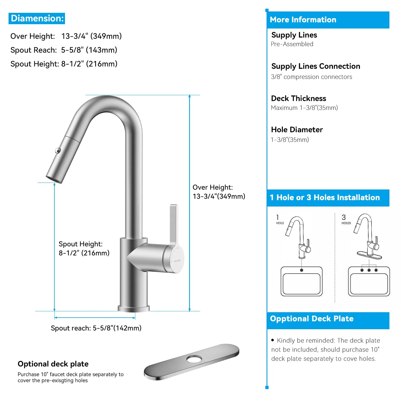 Matte White Pull-Down Kitchen Faucet – Dual-Function Brass Spray – KFB1051BMW