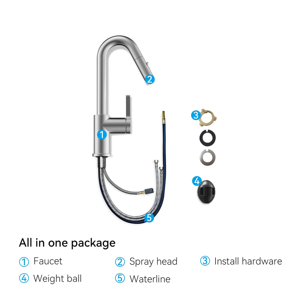 Matte White Pull-Down Kitchen Faucet – Dual-Function Brass Spray – KFB1051BMW