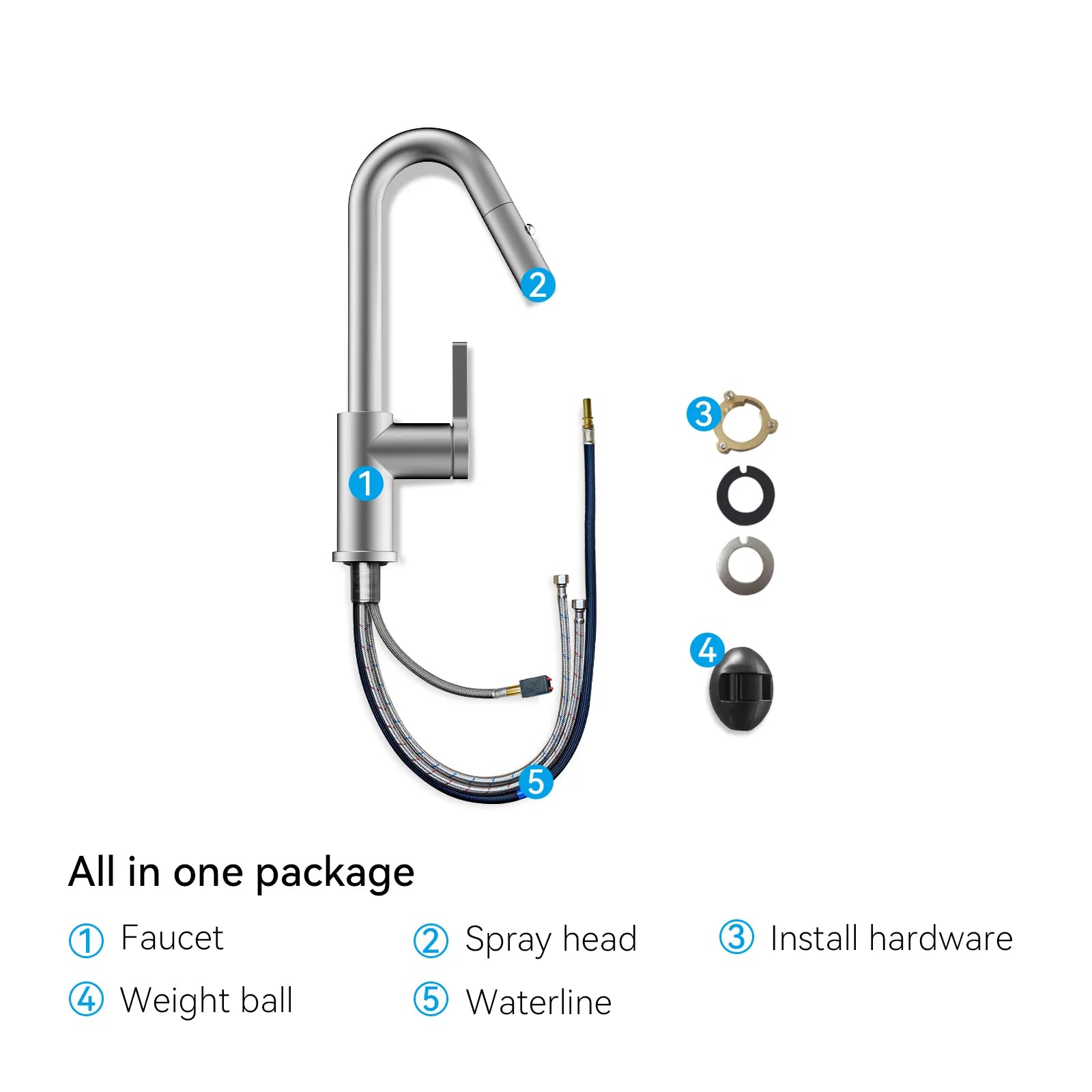 Matte White Pull-Down Kitchen Faucet – Dual-Function Brass Spray – KFB1051BMW