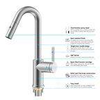 Matte White Pull-Down Kitchen Faucet – Dual-Function Brass Spray – KFB1051BMW
