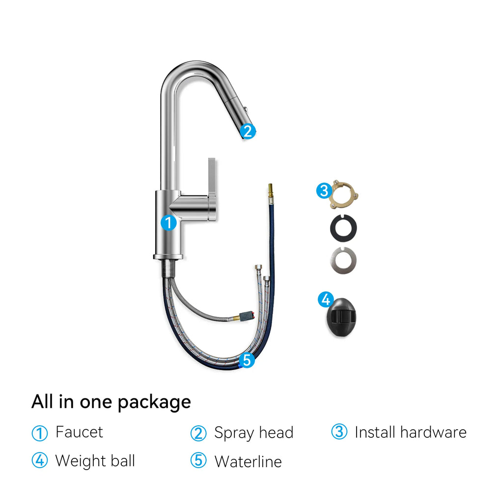 Matte White Pull-Down Kitchen Faucet – Dual-Function Brass Spray – KFB1051BMW