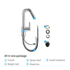 Matte White Pull-Down Kitchen Faucet – Dual-Function Brass Spray – KFB1051BMW