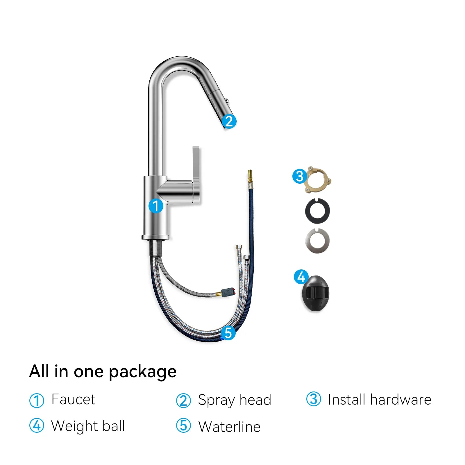 Matte White Pull-Down Kitchen Faucet – Dual-Function Brass Spray – KFB1051BMW