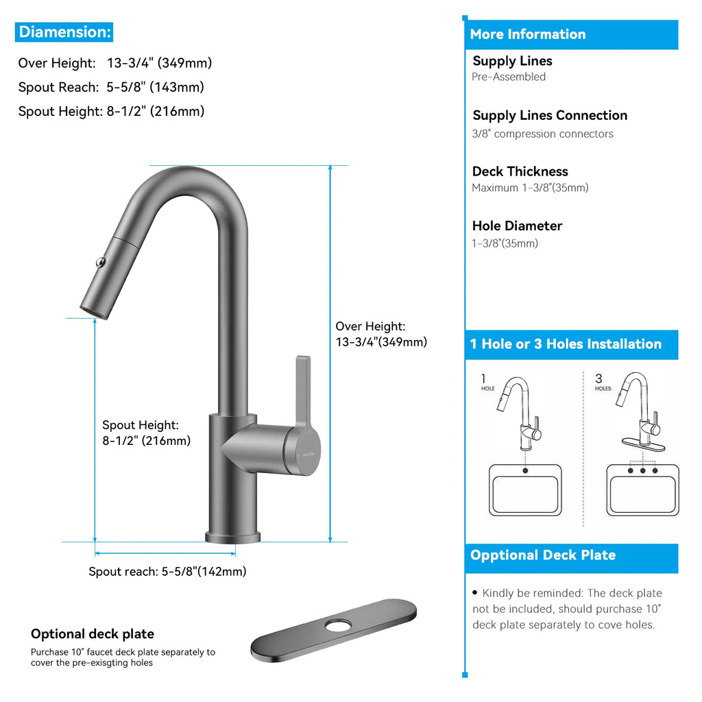 Matte White Pull-Down Kitchen Faucet – Dual-Function Brass Spray – KFB1051BMW