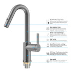 Matte White Pull-Down Kitchen Faucet – Dual-Function Brass Spray – KFB1051BMW