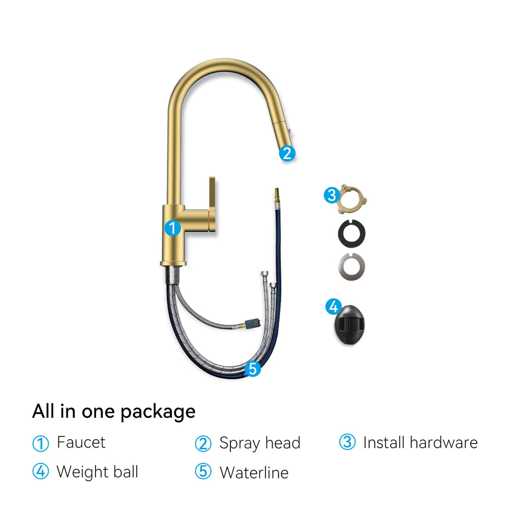Chrome Pull-Down Kitchen Faucet – Dual-Function Brass Spray – KFB1051CH