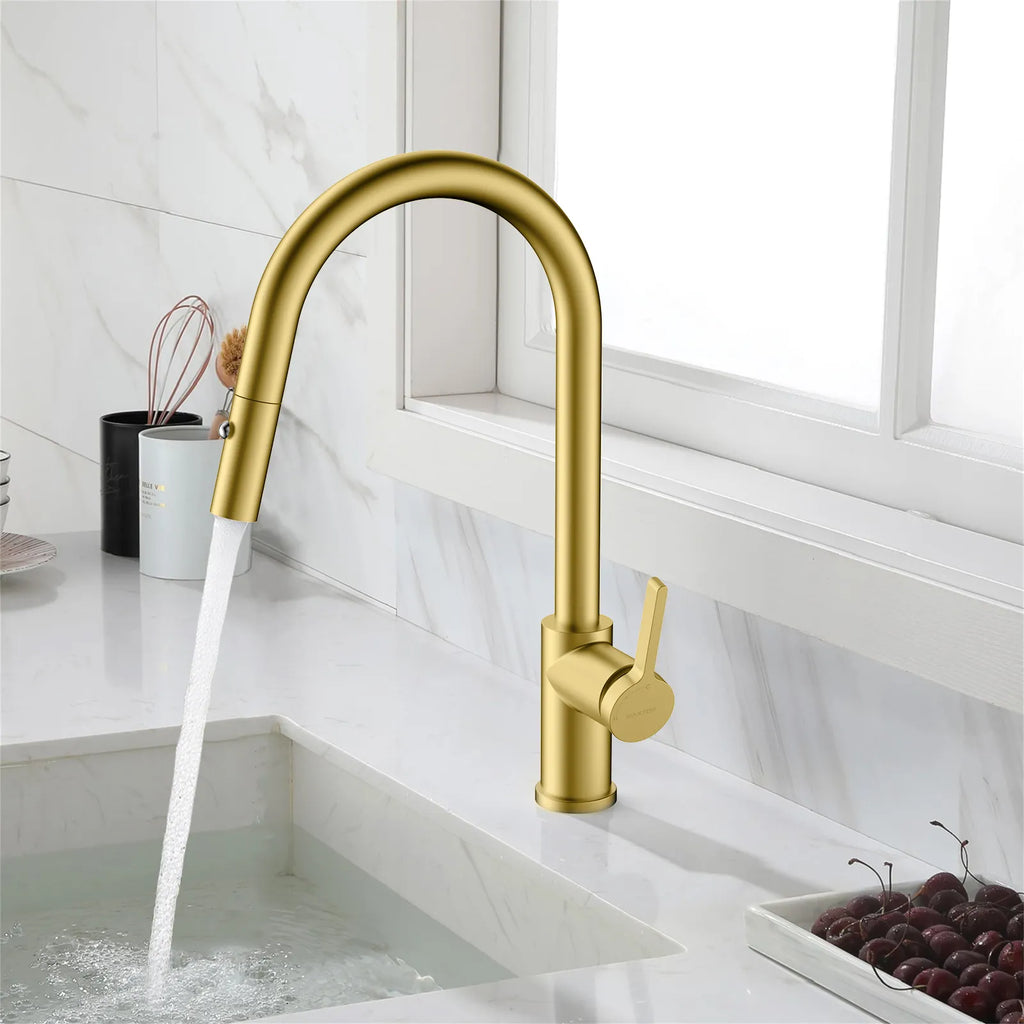 Chrome Pull-Down Kitchen Faucet – Dual-Function Brass Spray – KFB1051CH