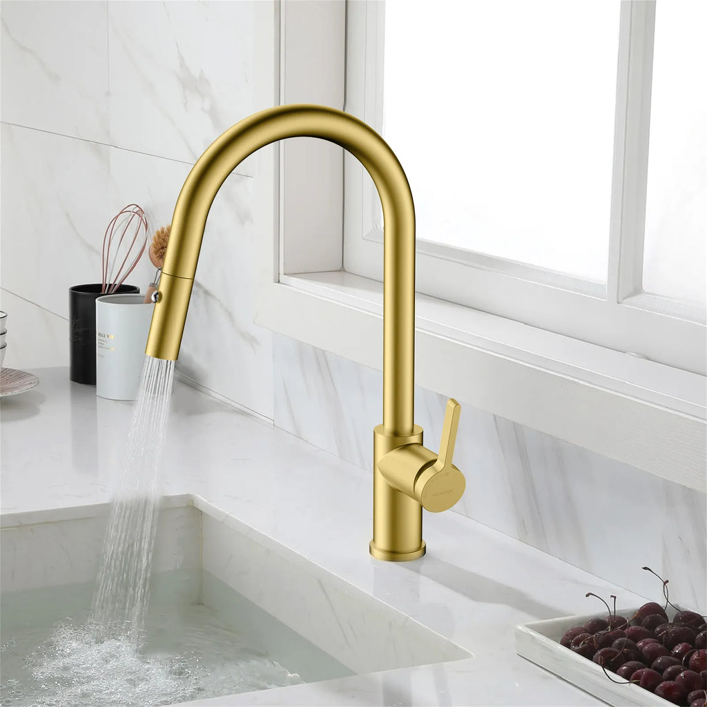 Chrome Pull-Down Kitchen Faucet – Dual-Function Brass Spray – KFB1051CH