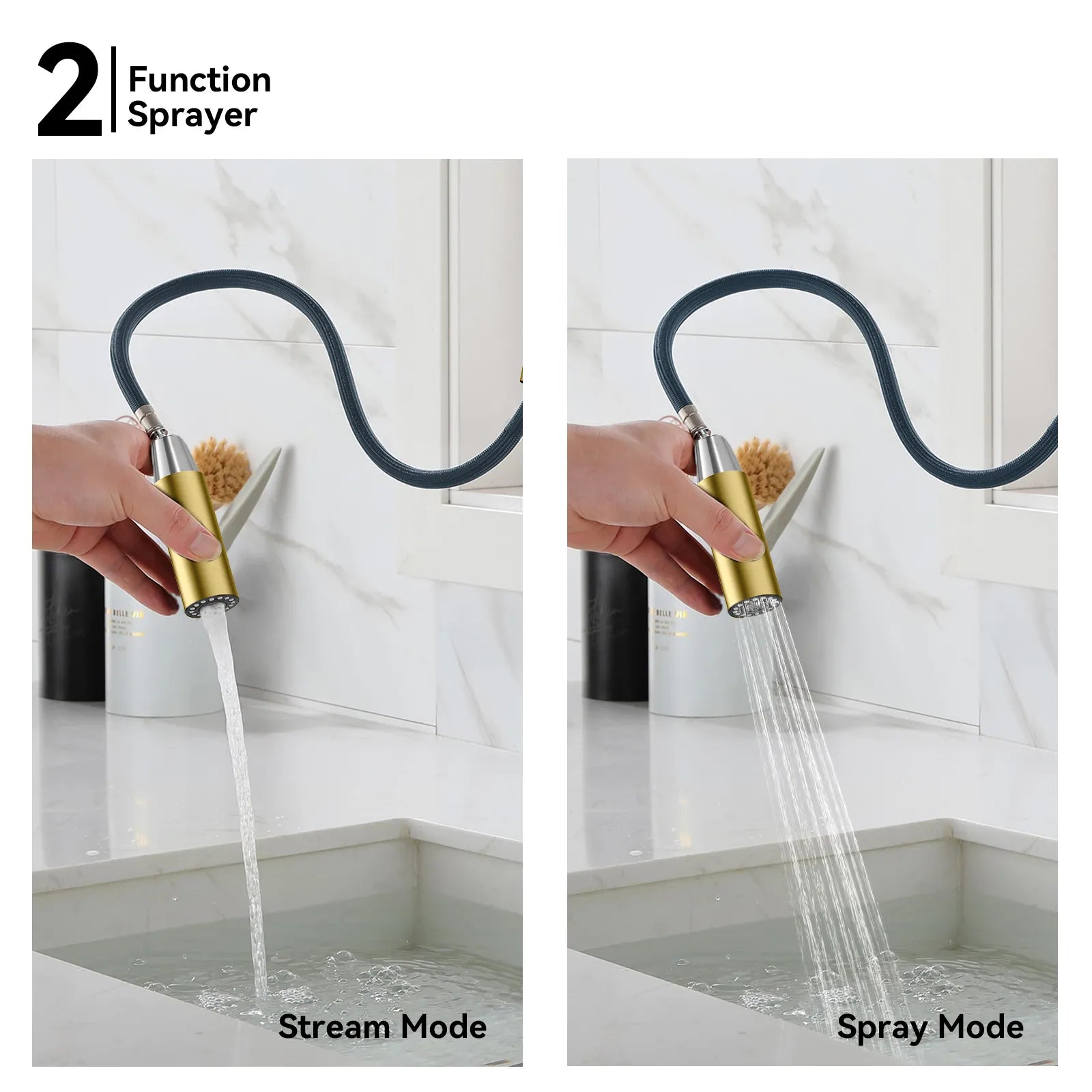 Chrome Pull-Down Kitchen Faucet – Dual-Function Brass Spray – KFB1051CH