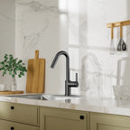 Matte White Pull-Down Kitchen Faucet – Dual-Function Brass Spray – KFB1051BMW