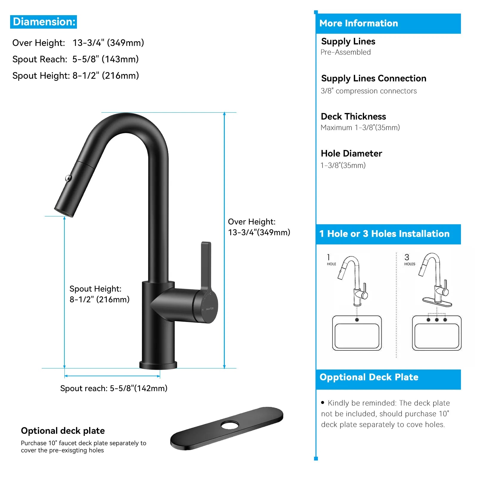 Matte White Pull-Down Kitchen Faucet – Dual-Function Brass Spray – KFB1051BMW