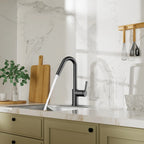 Matte White Pull-Down Kitchen Faucet – Dual-Function Brass Spray – KFB1051BMW