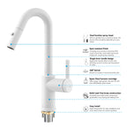 Matte White Pull-Down Kitchen Faucet – Dual-Function Brass Spray – KFB1051BMW