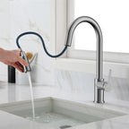 Chrome Pull-Down Kitchen Faucet – Dual-Function Brass Spray – KFB1051CH