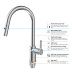 Chrome Pull-Down Kitchen Faucet – Dual-Function Brass Spray – KFB1051CH