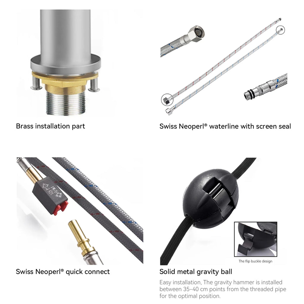 Chrome Pull-Down Kitchen Faucet – Dual-Function Brass Spray – KFB1051CH