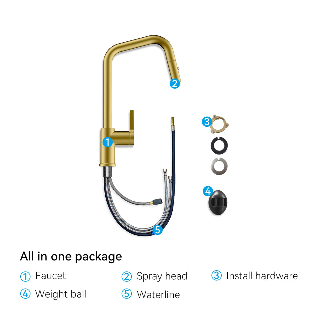 Pull-Down Kitchen Faucet with Dual-Function Brass Spray Head-KFB1051C