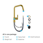 Pull-Down Kitchen Faucet with Dual-Function Brass Spray Head-KFB1051C