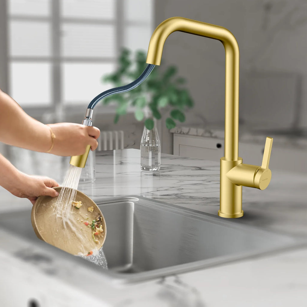 Pull-Down Kitchen Faucet with Dual-Function Brass Spray Head-KFB1051C