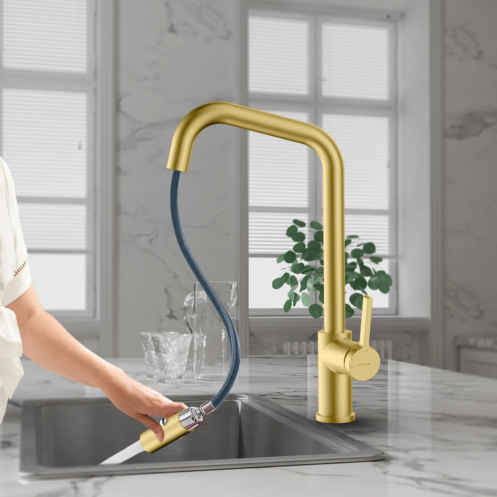 Pull-Down Kitchen Faucet with Dual-Function Brass Spray Head-KFB1051C