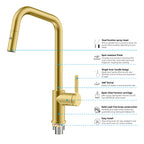 Pull-Down Kitchen Faucet with Dual-Function Brass Spray Head-KFB1051C