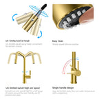 Pull-Down Kitchen Faucet with Dual-Function Brass Spray Head-KFB1051C