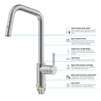 Pull-Down Kitchen Faucet with Dual-Function Brass Spray Head-KFB1051C