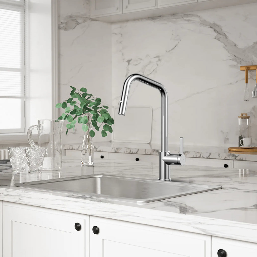 Pull-Down Kitchen Faucet with Dual-Function Brass Spray Head-KFB1051C