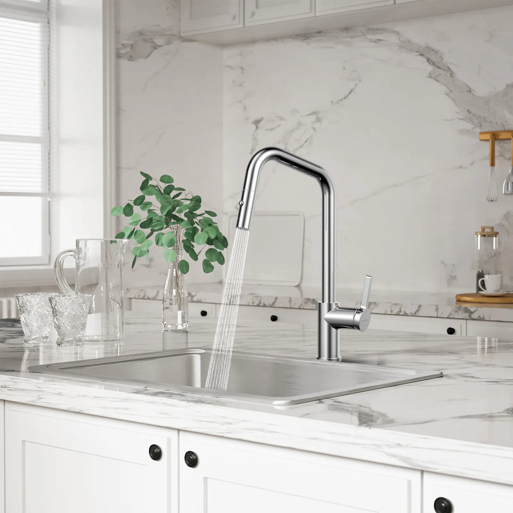 Pull-Down Kitchen Faucet with Dual-Function Brass Spray Head-KFB1051C