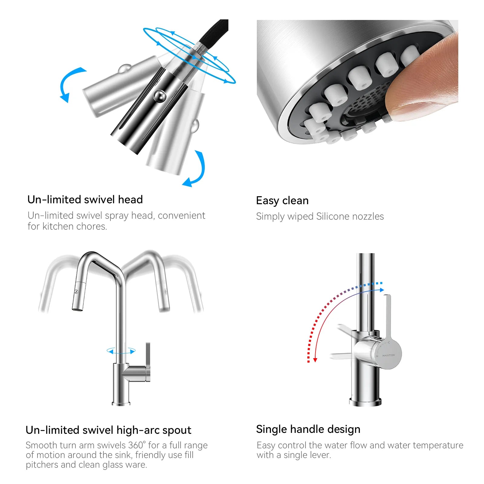 Pull-Down Kitchen Faucet with Dual-Function Brass Spray Head-KFB1051C