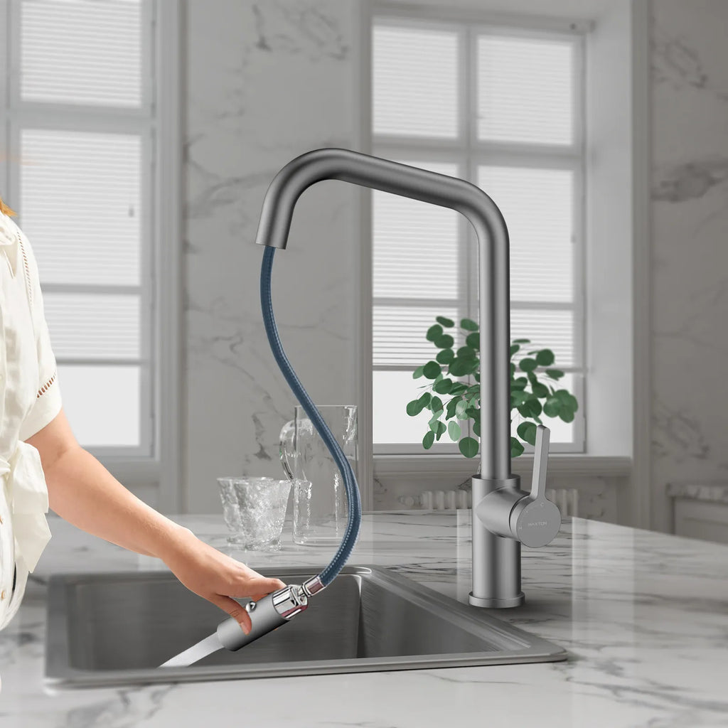 Pull-Down Kitchen Faucet with Dual-Function Brass Spray Head-KFB1051C