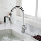 Chrome Pull-Down Kitchen Faucet – Dual-Function Brass Spray – KFB1051CH