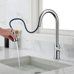 Chrome Pull-Down Kitchen Faucet – Dual-Function Brass Spray – KFB1051CH