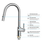 Chrome Pull-Down Kitchen Faucet – Dual-Function Brass Spray – KFB1051CH