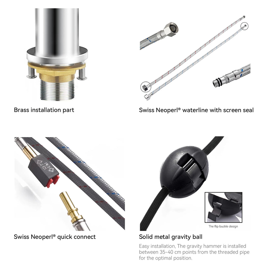 Chrome Pull-Down Kitchen Faucet – Dual-Function Brass Spray – KFB1051CH