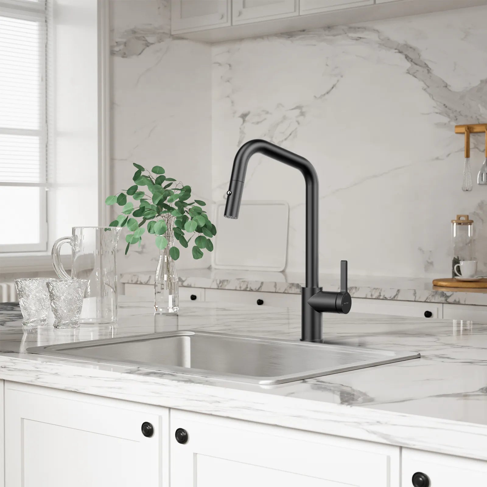 Pull-Down Kitchen Faucet with Dual-Function Brass Spray Head-KFB1051C